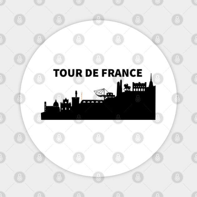 Tour de France with French skyline silhouette Magnet by EastofEden